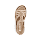 Braune Rieker Damen Riemchensandalen 60803-20 mit einem Elastikeinsatz. Schuh von oben.