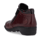 Weinrote Rieker Damen Kurzstiefel 58388-36 aus Glattleder mit dekorativer Blume. Schuh von hinten.