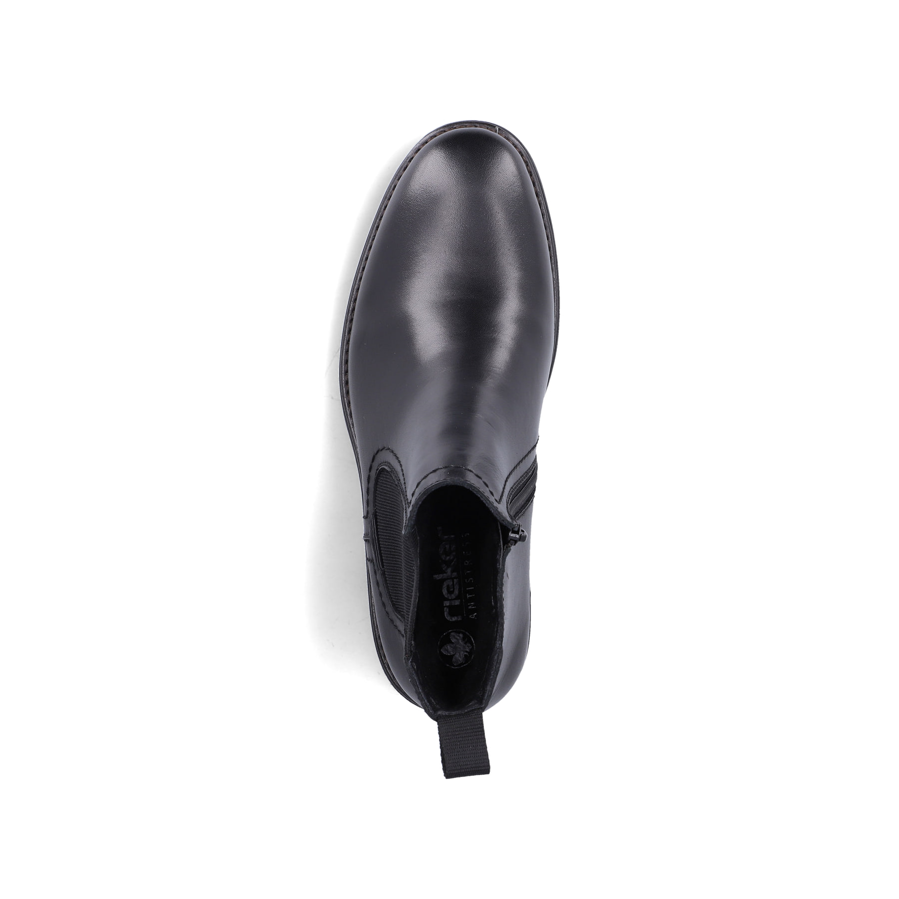 Schwarze Rieker Herren Chelsea Boots 33484-00 aus Glattleder. Schuh von oben.