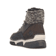 Dunkelbraun-beige Rieker Damen Schnürstiefel 45956-25 mit Strick-Kragen. Schuh von hinten.