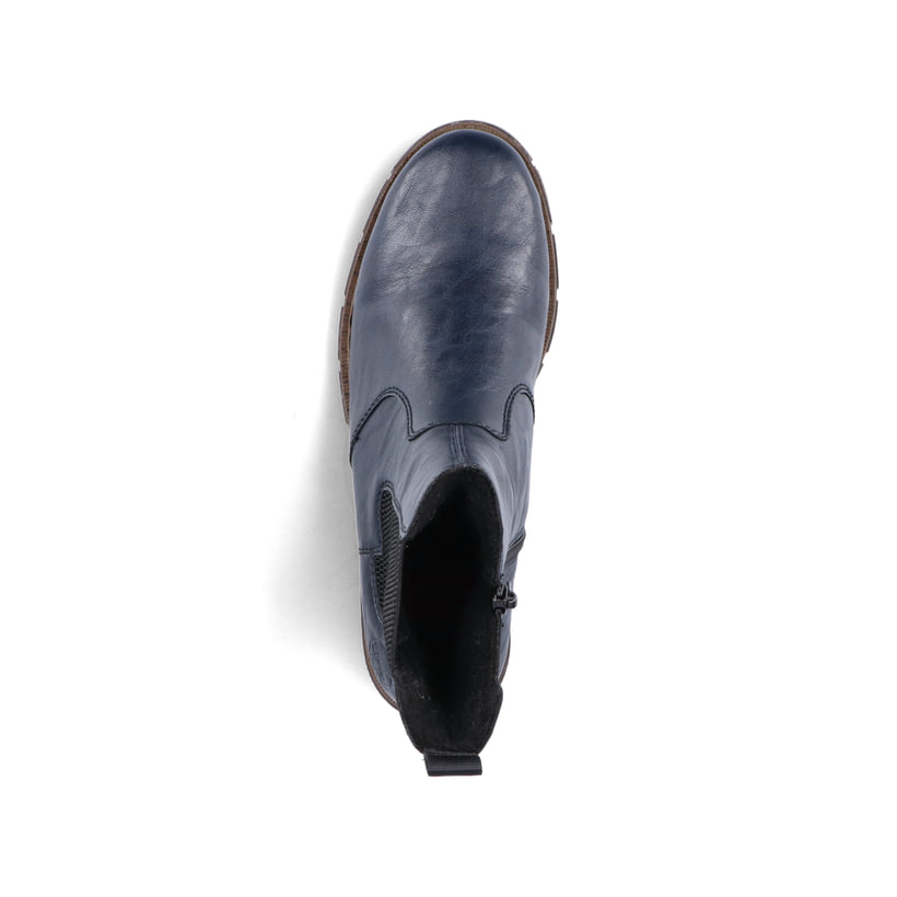 Schieferblaue Rieker Damen Chelsea Boots Z3561-14 mit einer schockabsorbierenden Sohle. Schuh von oben