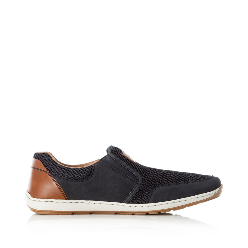 Chaussons Rieker bleus pour homme 08869-14 avec bande élastique. Intérieur de la chaussure.