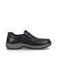 Graphitschwarze Rieker Herren Slipper 03355-00 mit einer schockabsorbierenden Sohle. Schuh Innenseite