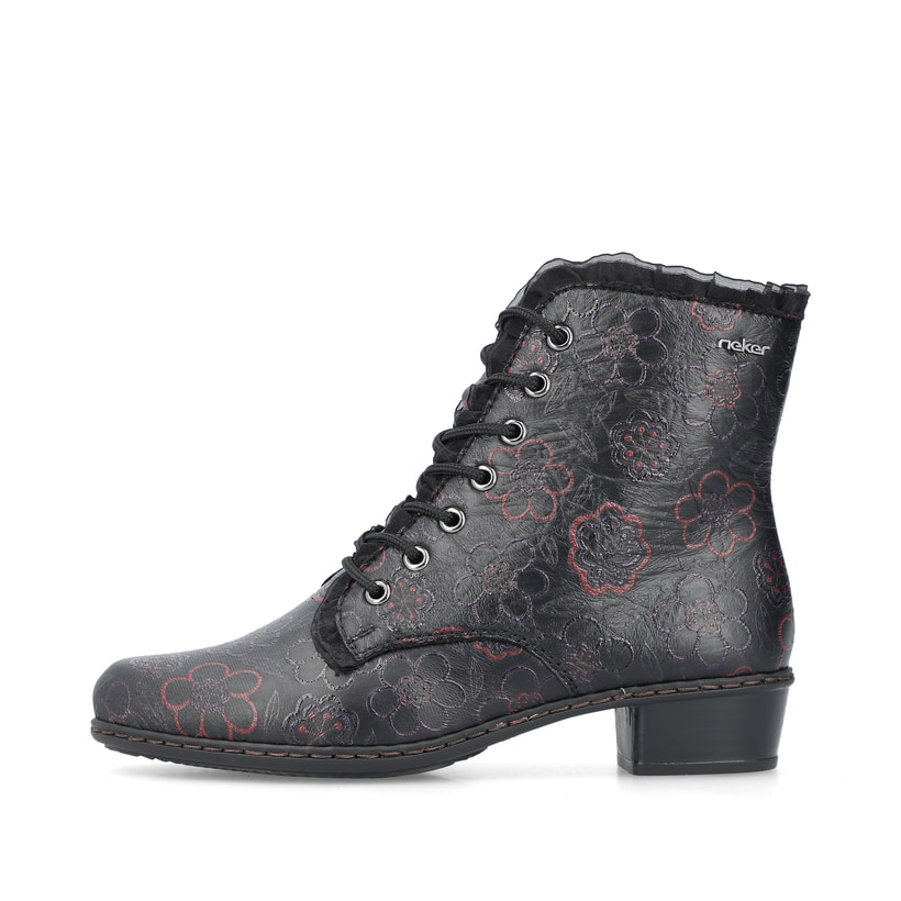 Kupferbraune Rieker Damen Stiefeletten Y0702-24 mit Schnürung und Reißverschluss. Schuh Innenseite