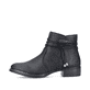 
Tiefschwarze Rieker Damen Stiefeletten 73488-00 mit Reißverschluss sowie Blockabsatz. Schuh Außenseite