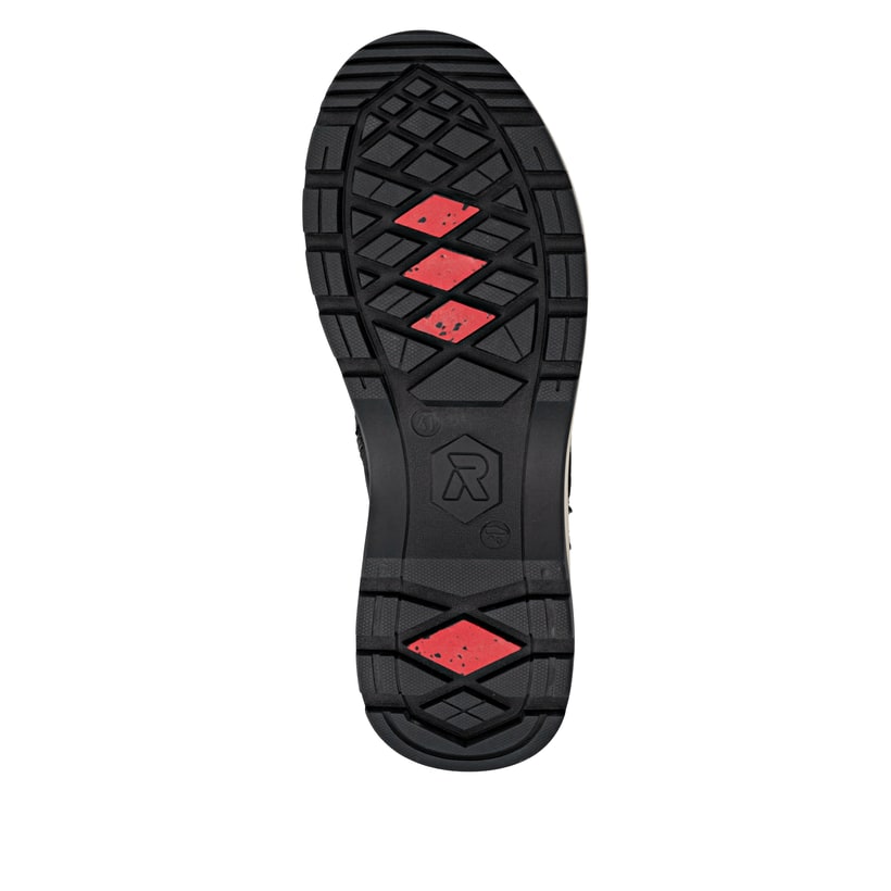 Schwarze Rieker Herren Schnürstiefel U1672-00 aus Rauleder. Schuh Laufsohle.
