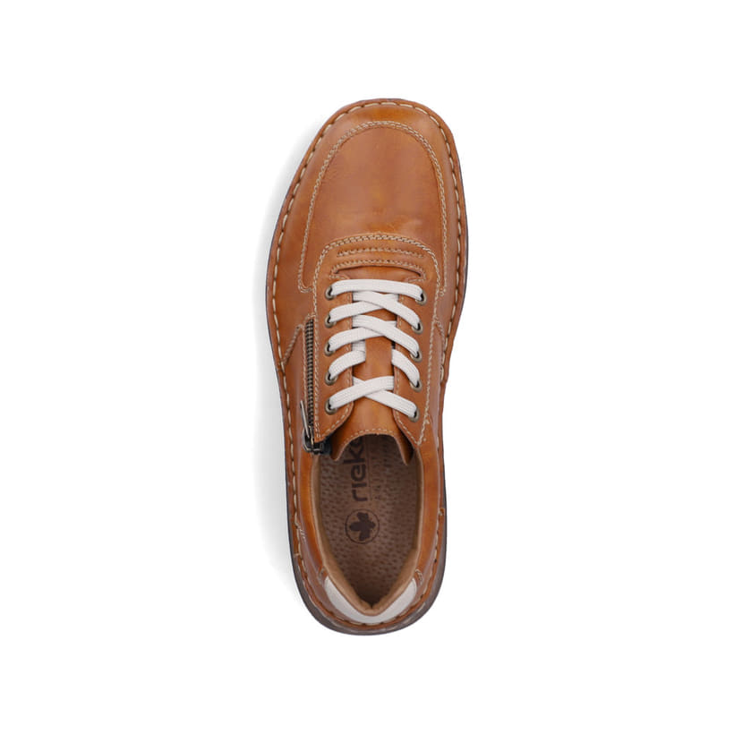 Braune Rieker Herren Schnürschuhe 03030-25 mit Reißverschluss sowie Extraweite H. Schuh von oben.