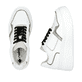 Weiße Rieker Damen Sneaker Low M7813-80 mit modernen Ziernähten sowie Schnürung. Schuh von oben, liegend.
