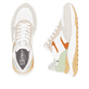 Weiße Rieker Damen Sneaker Low W2500-81 mit Schnürung sowie super leichter Sohle. Schuh von oben, liegend.