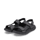 Schwarze Rieker Herren Trekkingsandalen 20800-00 mit einer super leichten Sohle. Schuhpaar seitlich schräg.