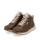 Braune Rieker Damen Sneaker High 42570-22 mit flexibler und super leichter Sohle. Schuhpaar seitlich schräg.