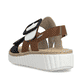 Sandales compensées Rieker multicolores pour femme 69260-91. Chaussure vue de l'arrière.