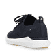 Blaue waschbare Rieker Herren Slipper U1103-14 mit einer flexiblen Sohle. Schuh von hinten.