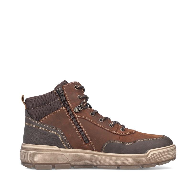 Braune Rieker Herren Schnürstiefel U0010-22 aus Rauleder. Schuh Innenseite.