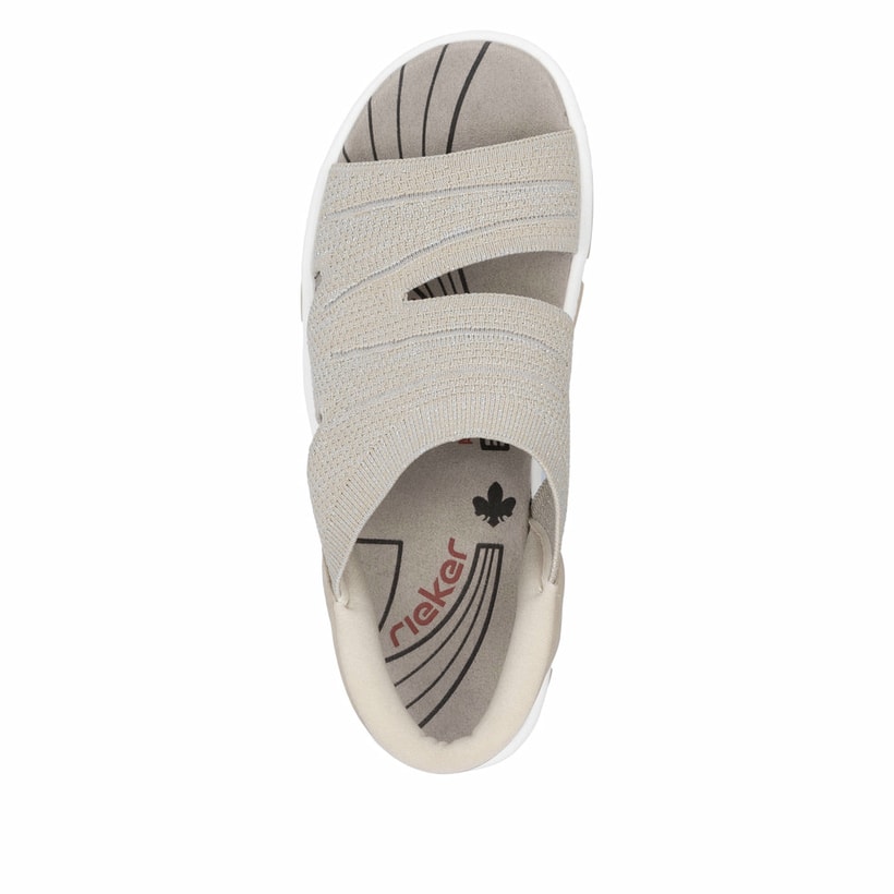 Beige vegane Rieker Damen Trekkingsandalen 68895-64 mit Ready2GO Slip-in Feature. Schuh von oben.