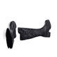 Schwarze Rieker Damen Hochschaftstiefel 74597-00 mit einem Reißverschluss. Schuh von oben, liegend.