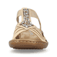 Braune Rieker Damen Riemchensandalen 60803-20 mit einem Elastikeinsatz. Schuh von vorne.