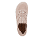 Rosane vegane Rieker Damen Slipper 52854-31, Barfußschuhe mit einem Gummizug. Schuh von oben.