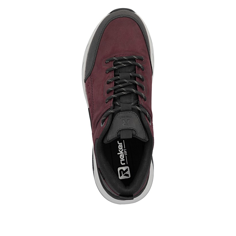 Baskets basses Rieker rouges pour hommes 06103-35 avec membrane RiekerTEX. Chaussure vue de dessus.