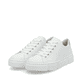 Weiße Rieker Damen Sneaker Low N59W1-80 mit einer Schnürung. Schuhpaar seitlich schräg.