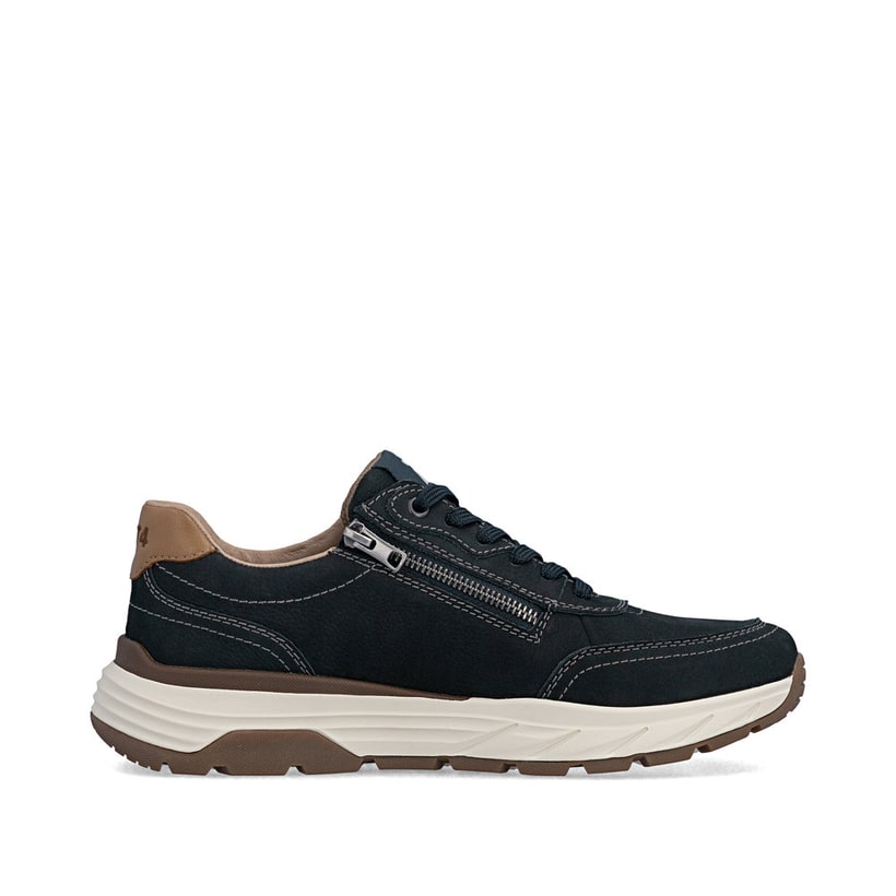 Blaue Rieker Herren Sneaker Low 06100-14 aus Glattleder mit einem Reißverschluss. Schuh Innenseite.
