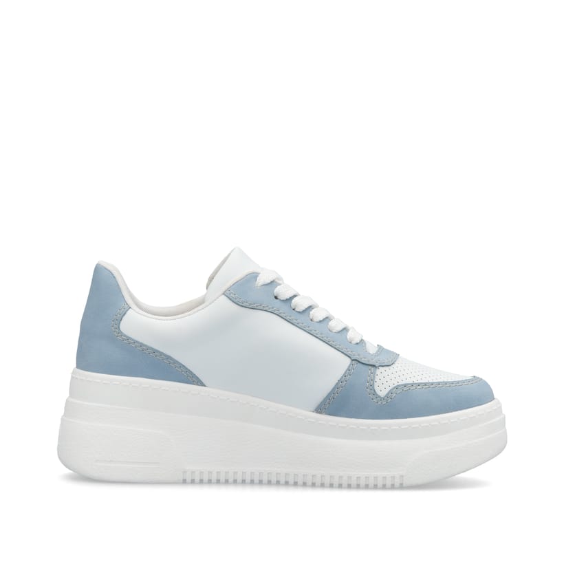 Blaue vegane Rieker Damen Sneaker Low M7815-10 mit einer Schnürung. Schuh Innenseite.