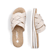 Beige Rieker Damen Pantoletten V0208-60 mit der schmalen Passform E 1/2. Schuh von oben, liegend.