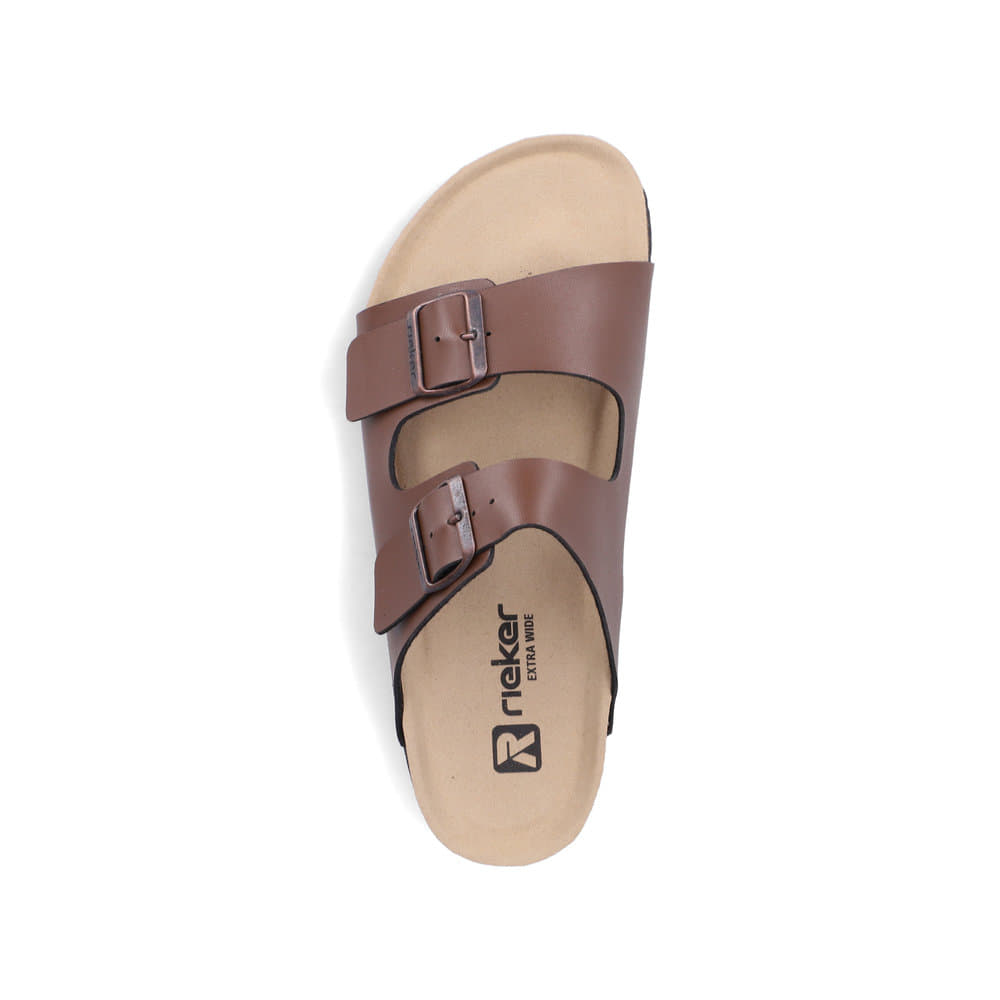 Mules Rieker marron pour homme 22190-22 avec boucles. Chaussure vue de dessus.