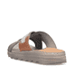 Graue Rieker Herren Pantoletten 21695-45 mit Komfortweite G sowie leichter Sohle. Schuh von hinten.