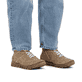 Graue Rieker Damen Schnürstiefel 57520-20 mit modernen Ziernähten. Schuh am Fuß.