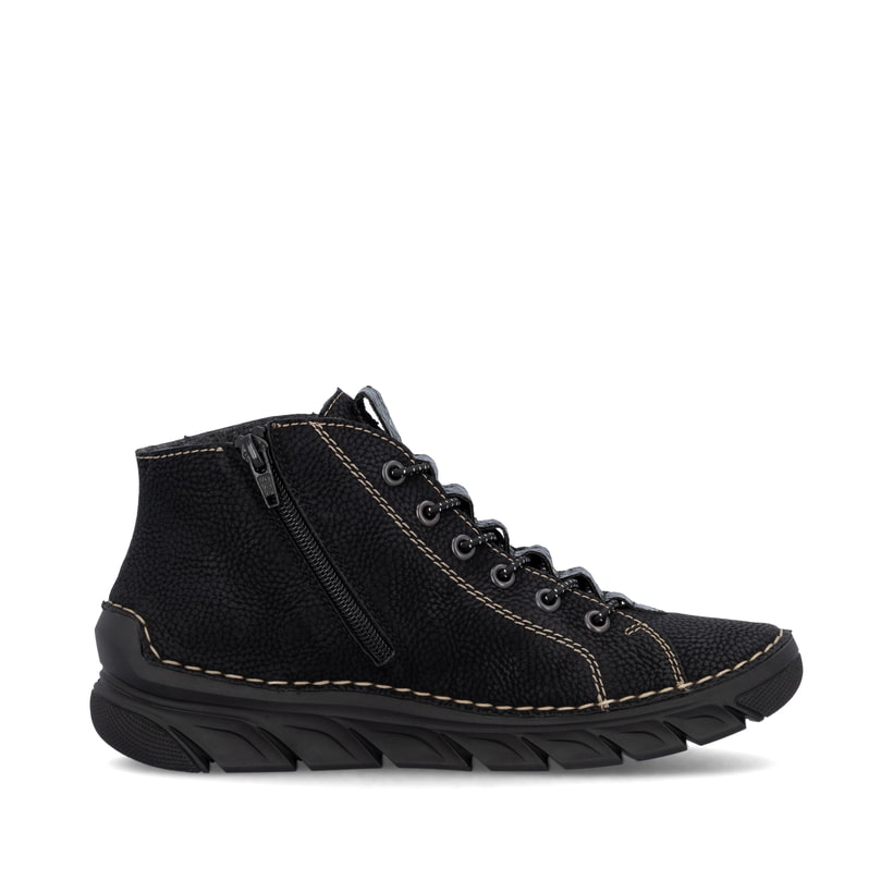 Graue Rieker Damen Schnürstiefel 55031-45 mit einer schockabsorbierenden Sohle. Schuh Innenseite
