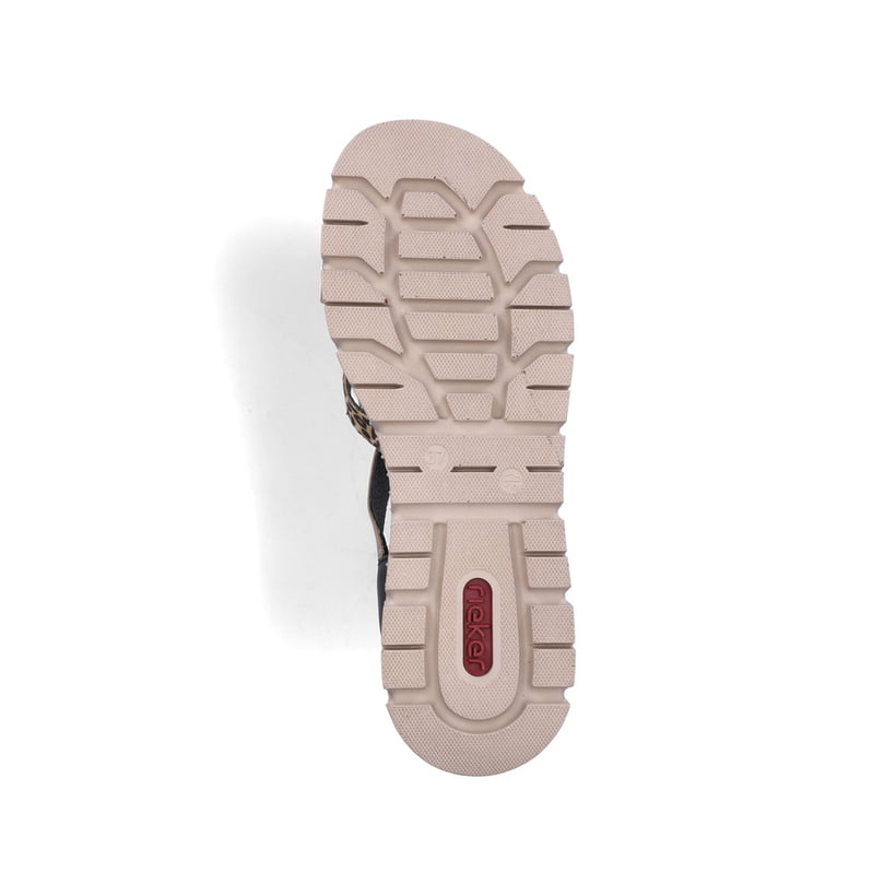 Sandales compensées Rieker multicolores pour femme V1063-90. Semelle extérieure de la chaussure.