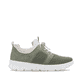 Grüne Rieker Damen Slipper N1370-52 mit einem Gummizug sowie der Extraweite H. Schuh Innenseite.