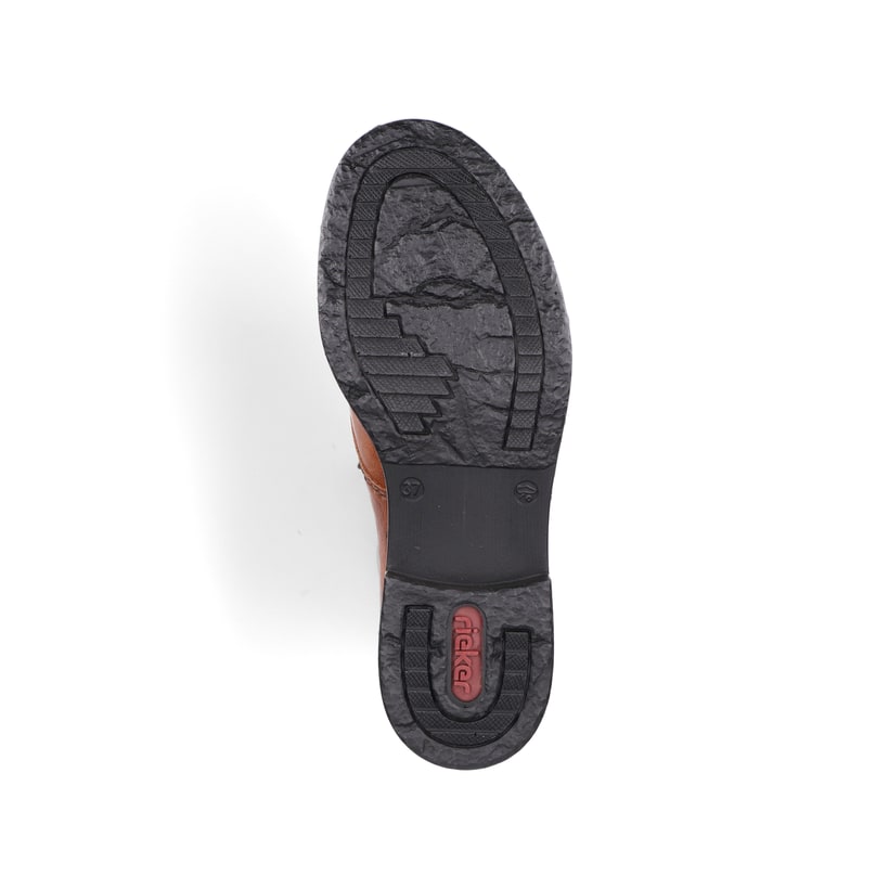 Kastanienbraune Rieker Damen Schnürstiefel 71204-22 mit einem Reißverschluss. Schuh Laufsohle.