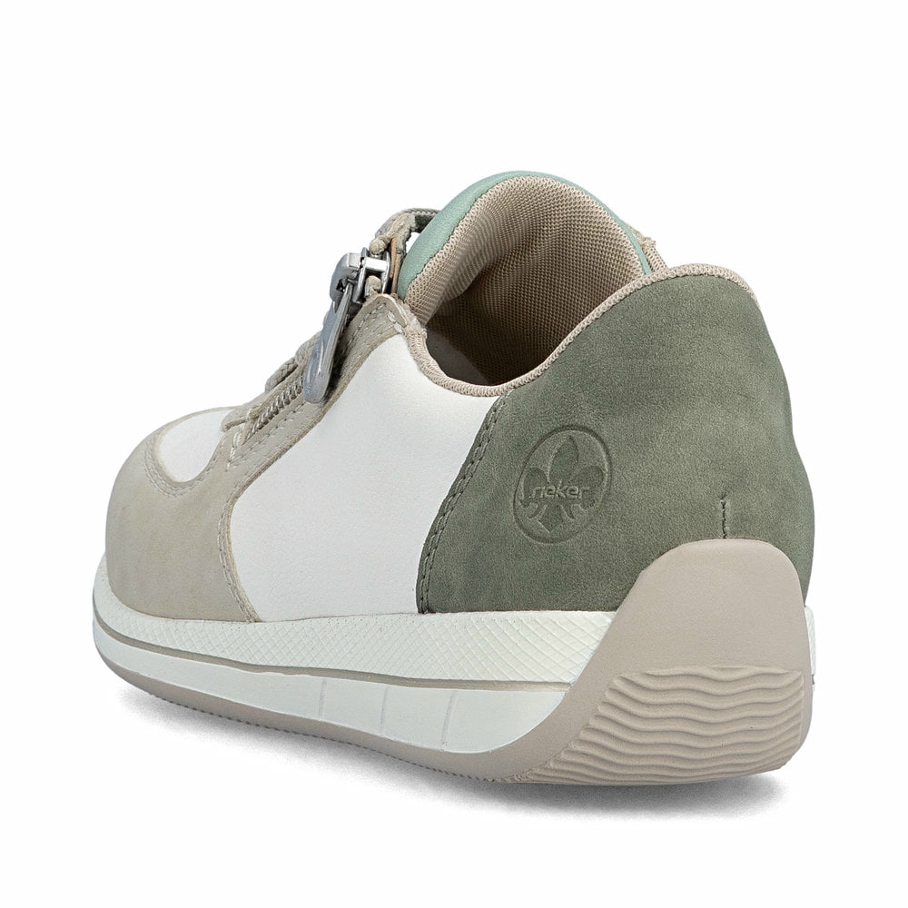 Baskets basses Rieker multicolores femme N1112-92 avec fermeture éclair. Chaussure vue de l'arrière.