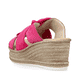 Rosane Rieker Damen Pantoletten 68789-31 mit dekorativer Schleife sowie Gummizug. Schuh von hinten.