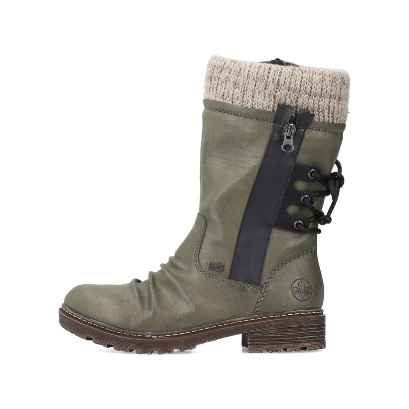 Granitgraue Rieker Damen Kurzstiefel Z4756-45 mit einer robusten Profilsohle. Schuh Innenseite