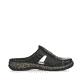 Schwarze Rieker Damen Clogs 46362-00 mit einem Klettverschluss. Schuh Innenseite.