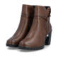 Dunkelbraune Rieker Damen Stiefeletten Y2567-22 aus Glattleder. Schuhpaar seitlich schräg.