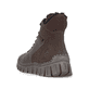 Dunkelbraune Rieker Damen Schnürstiefel 57512-25 mit einem Reißverschluss. Schuh von hinten.