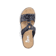 Blaue Rieker Damen Pantoletten 62936-14 mit einem Klettverschluss. Schuh von oben.