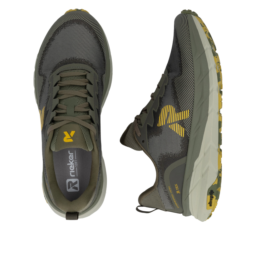 Grüne Rieker Sport Herren Sneaker Low U4500-54. Schuh von oben, liegend.