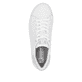 Weiße Rieker Damen Sneaker Low 41902-80 mit Schnürung sowie super leichter Sohle. Schuh von oben.