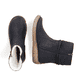 Schwarze Rieker Damen Kurzstiefel Z3771-00 mit feinem Kettenelement. Schuh von oben, liegend.