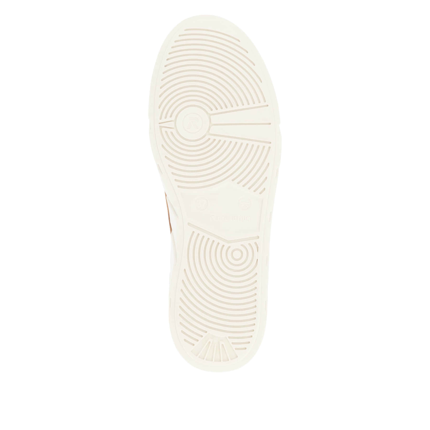 Braune Rieker Damen Sneaker Low W0502-24 mit einer ultraleichten Plateausohle. Schuh Laufsohle.