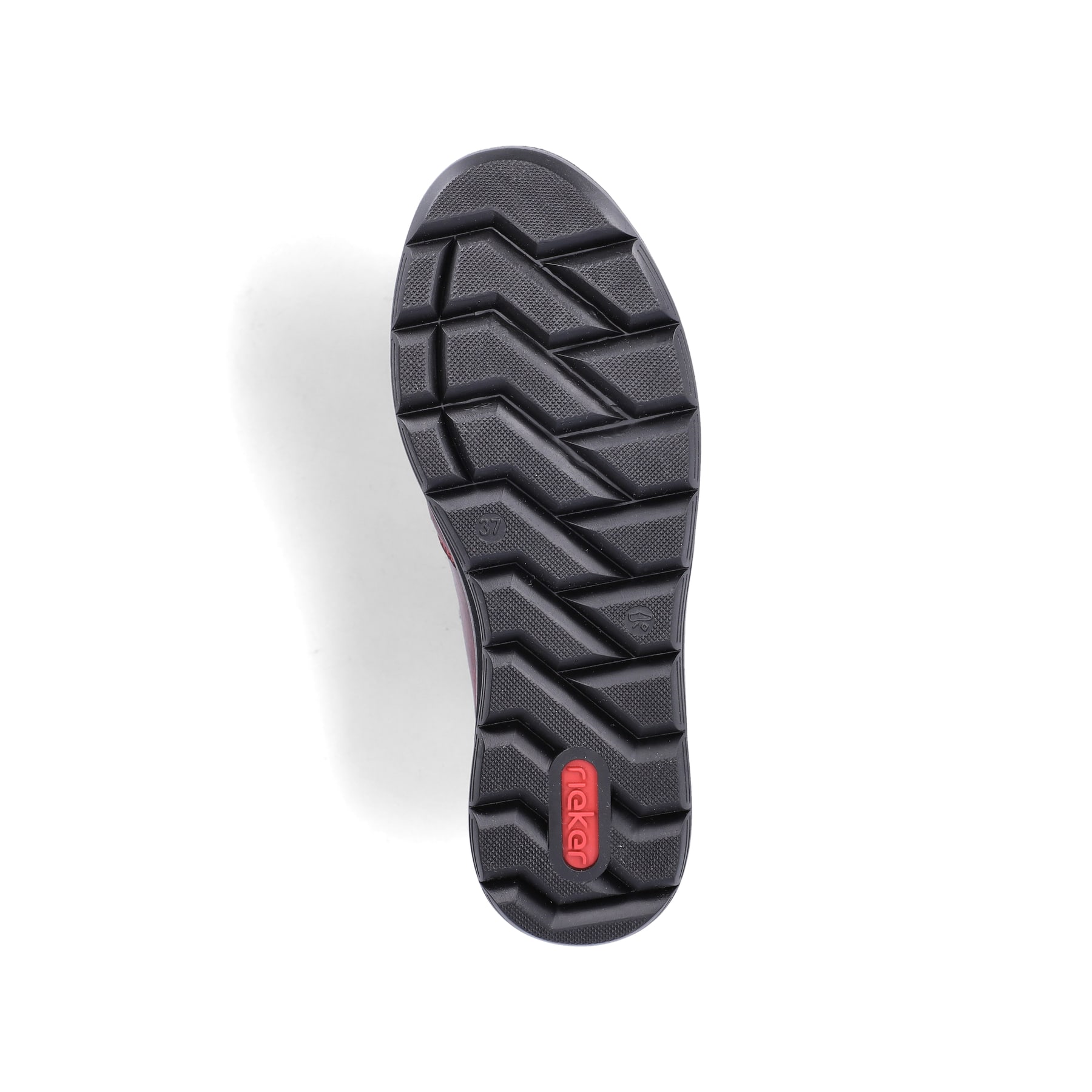 Weinrote Rieker Damen Kurzstiefel Z0071-35 mit einem Reißverschluss. Schuh Laufsohle.
