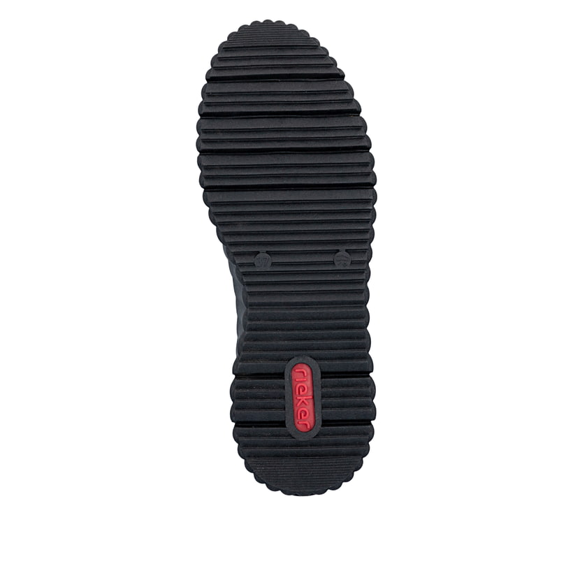 Baskets basses Rieker noires pour femme N2501-00 en cuir verni. Semelle extérieure de la chaussure.