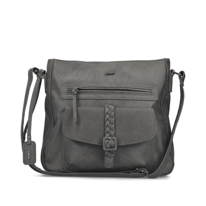 Rieker Damen Handtasche H1340-42 in Anthrazit aus Kunstleder mit Reißverschluss. Handtasche Vorderseite.