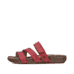 Rote Rieker Damen Pantoletten 61450-33 mit Klettverschluss sowie griffiger Sohle. Schuh Außenseite.