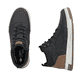 Schwarz-braune Rieker Herren Sneaker High 36020-00 mit einem Reißverschluss. Schuh von oben, liegend.